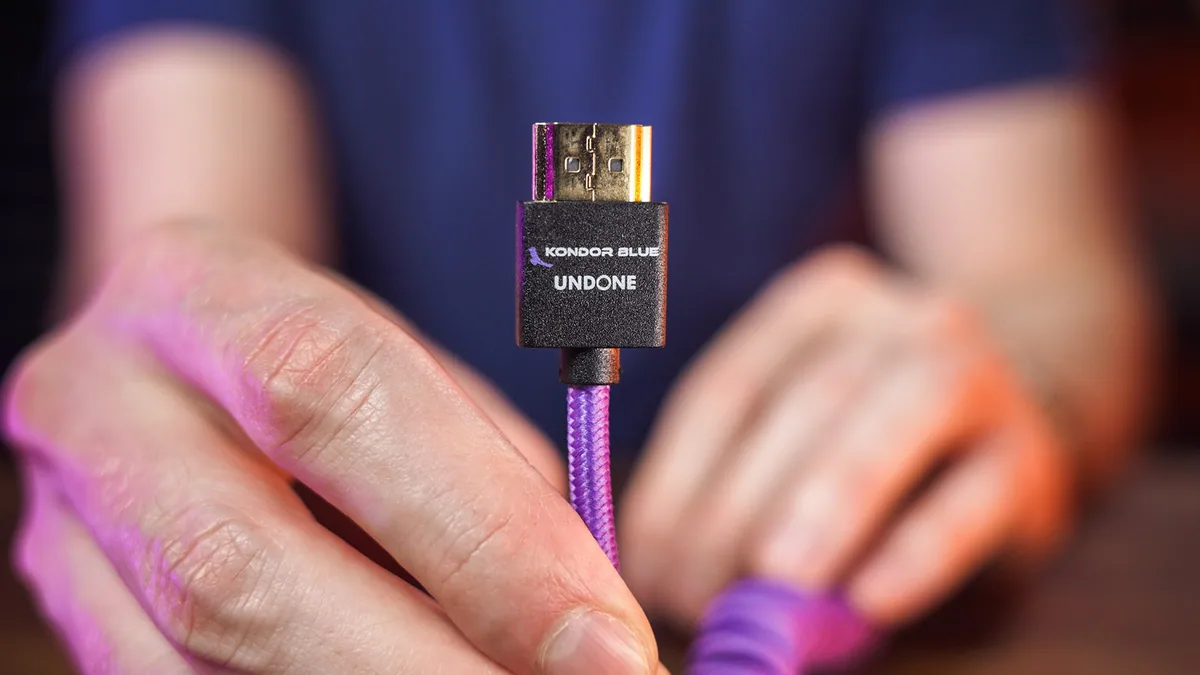 Kondor Blue Gerald Undone MK2 Mini HDMI to Full HDMI Cable 30-60cm (12″-24″) Coiled (Purple)