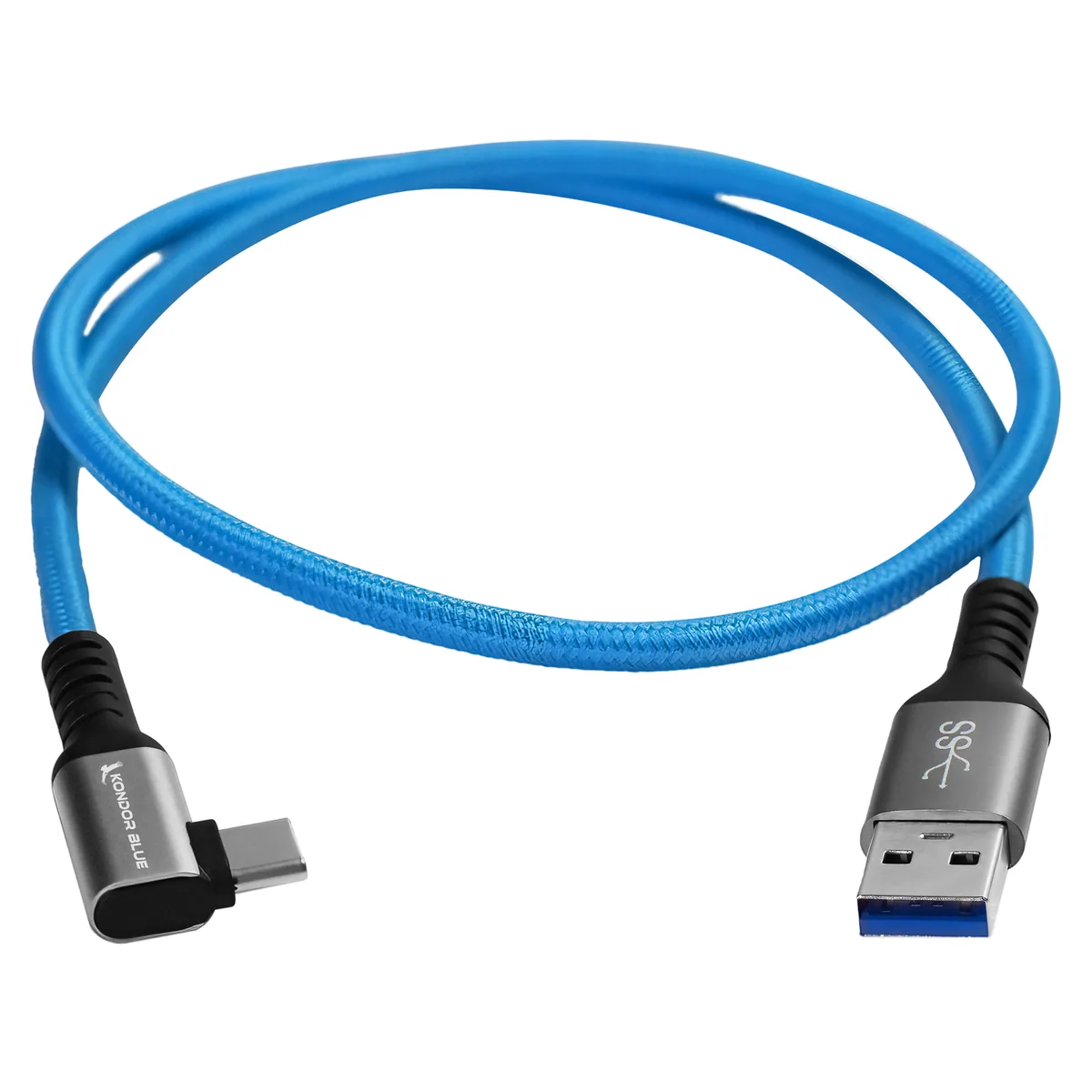 Kondor Blue USB-A to USB-C 3.0 Right Angle Cable (3m)