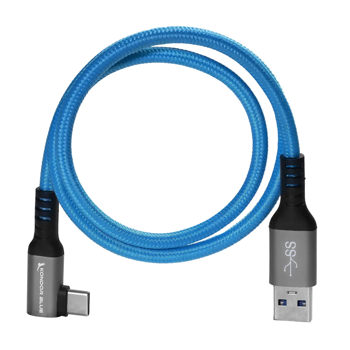 Kondor Blue USB-A to USB-C 3.0 Right Angle Cable (0.6m)