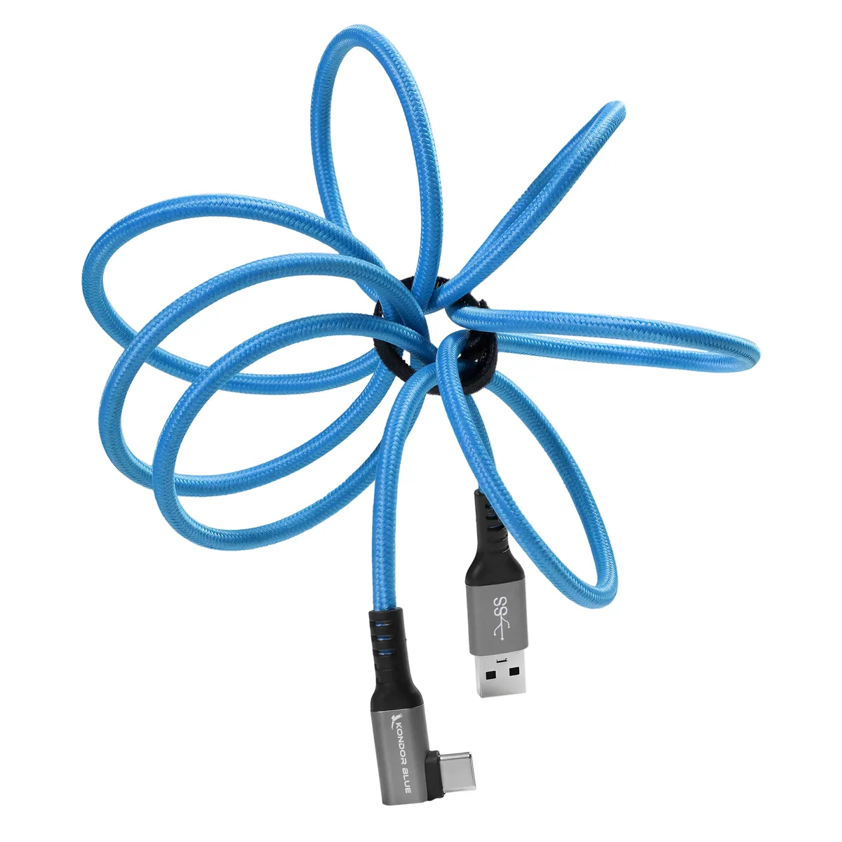 Kondor Blue USB-A to USB-C 3.0 Right Angle Cable (0.6m)