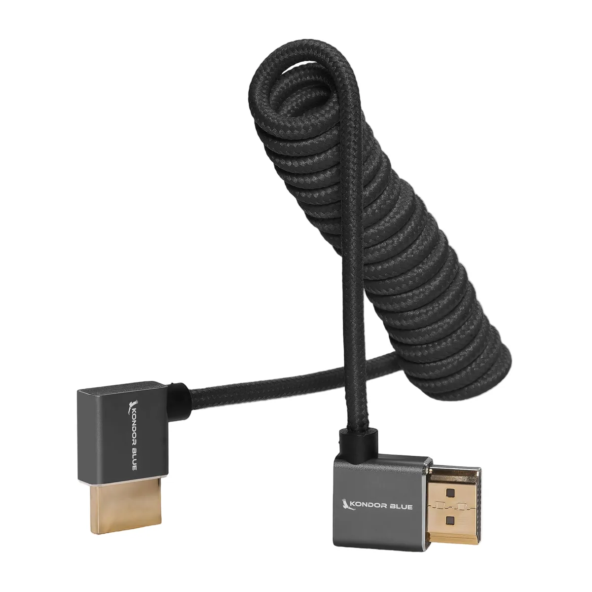 Kondor Blue Coiled Right-Angle High-Speed HDMI Cable (Kondor Blue, 30 to 60cm)