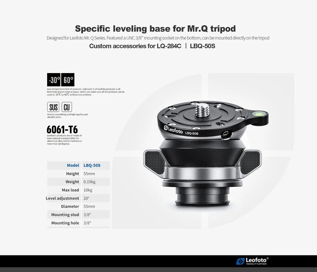 Leofoto LBQ-50S 55mm Leveling Base
