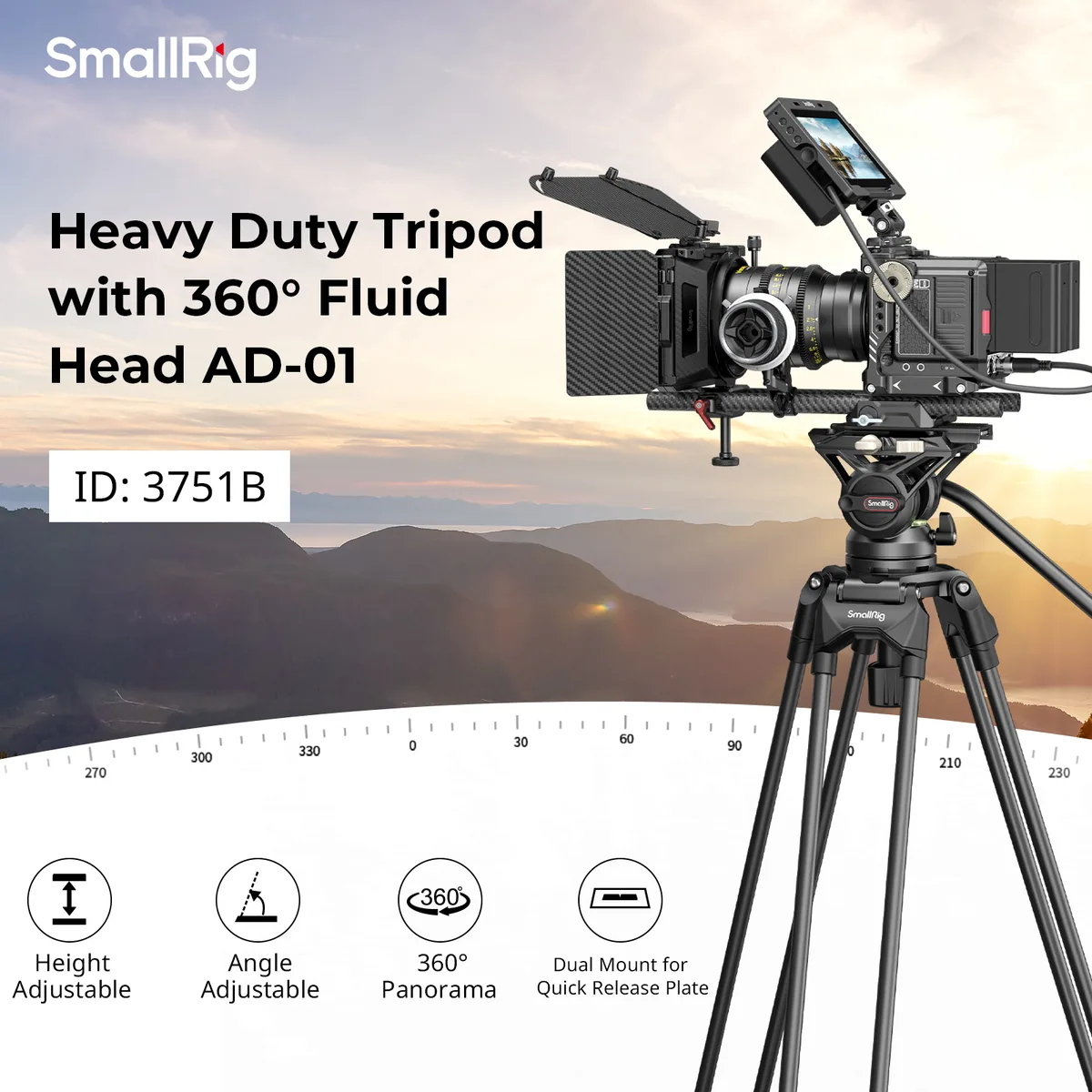 SmallRig 3751B AD-01 Heavy-Duty Fluid Head Tripod