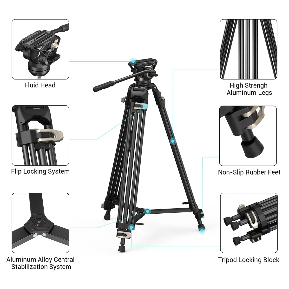 SmallRig 3751B AD-01 Heavy-Duty Fluid Head Tripod