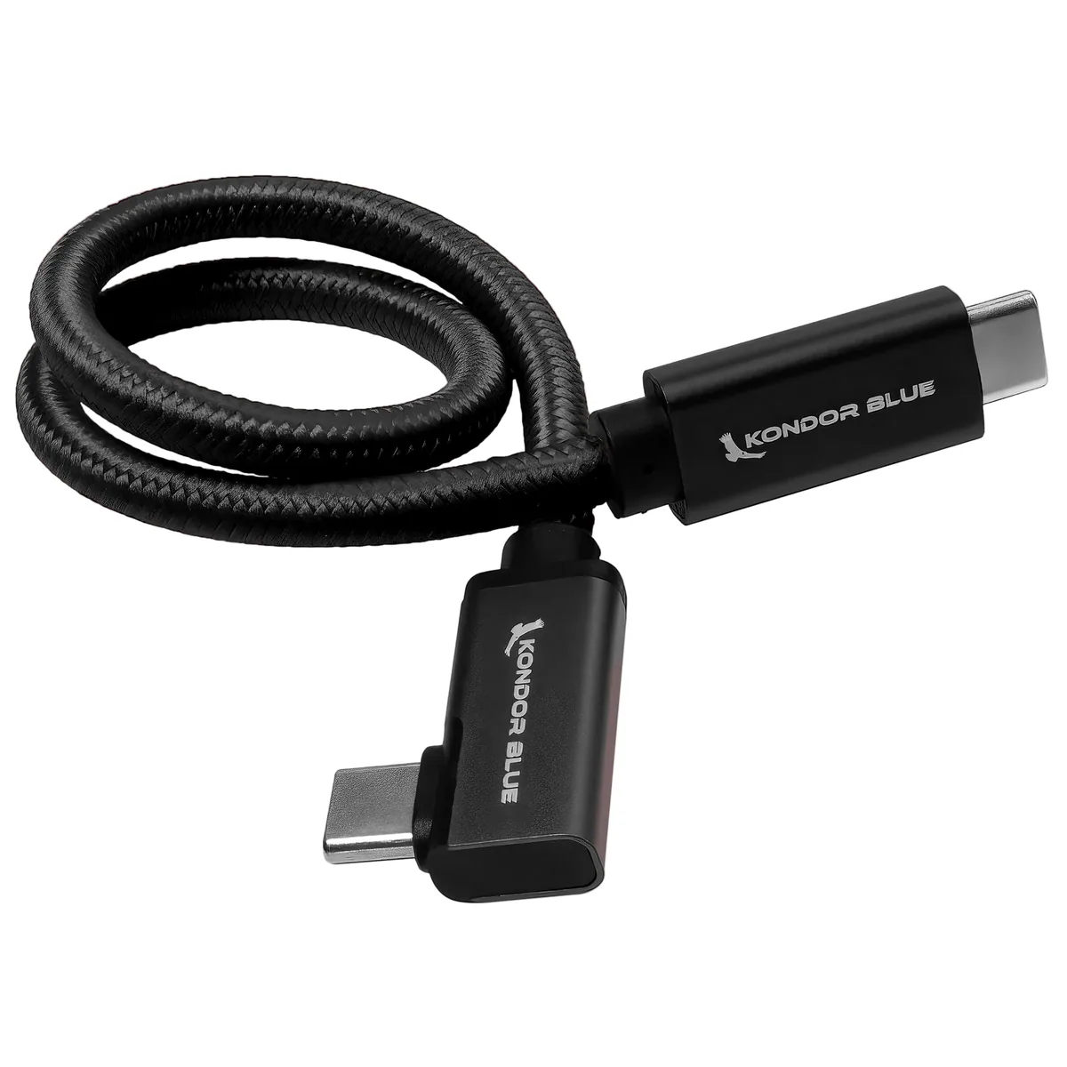 Kondor Blue Right-Angle USB-C 3.1 Gen 2 Cable (30cm, Raven Black)
