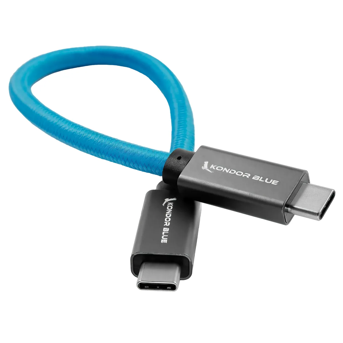 Kondor Blue Right-Angle USB-C 3.1 Gen 2 Cable (20cm, Raven Black)