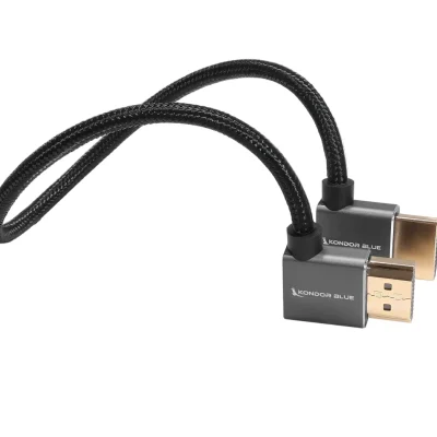 Kondor Blue Right-Angle to Left-Angle High-Speed HDMI Cable (Raven Black, 30cm)