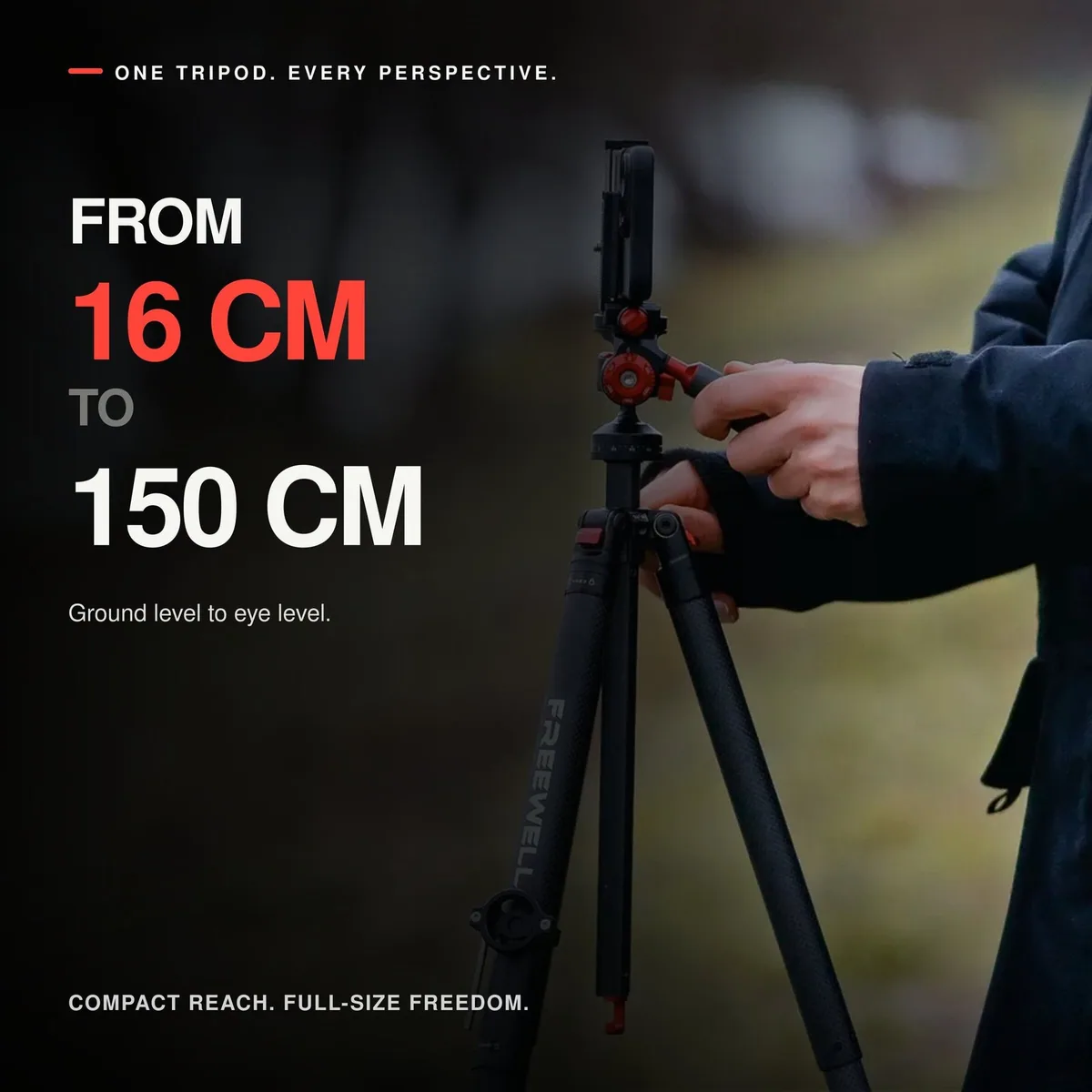 Freewell FW-T1 Carbon Fibre Real Travel Tripod with Ball Head