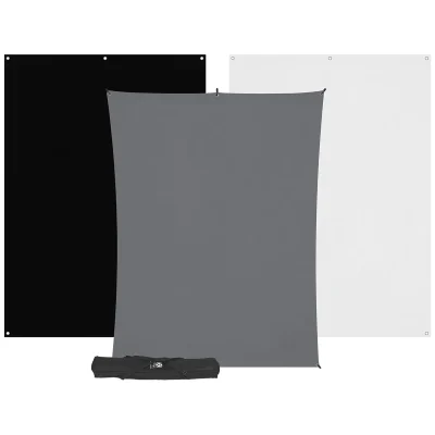 Westcott X-Drop 3-Pack Backdrop Kit (White/Black/Gray, 5 x 7′)