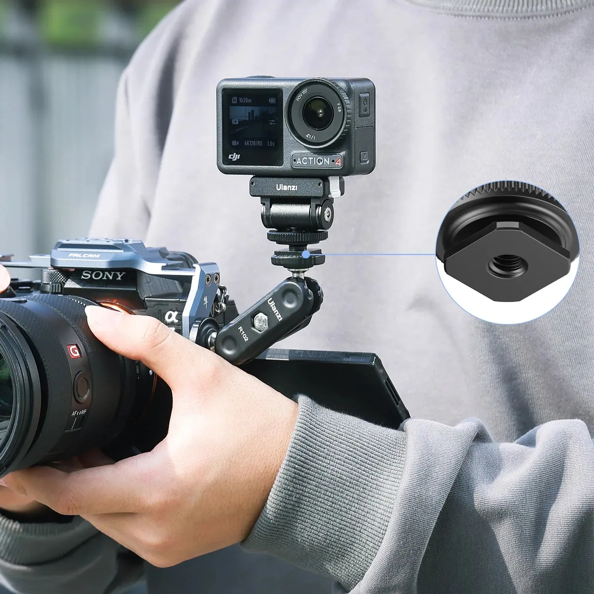 Ulanzi Cold Shoe Mount Adapter for DJI Osmo Action 3/4 & Pocket 3/4