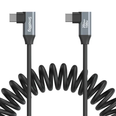SmallRig 4793 Angled USB-C to Angled USB-C Coiled Data Cable (35cm)