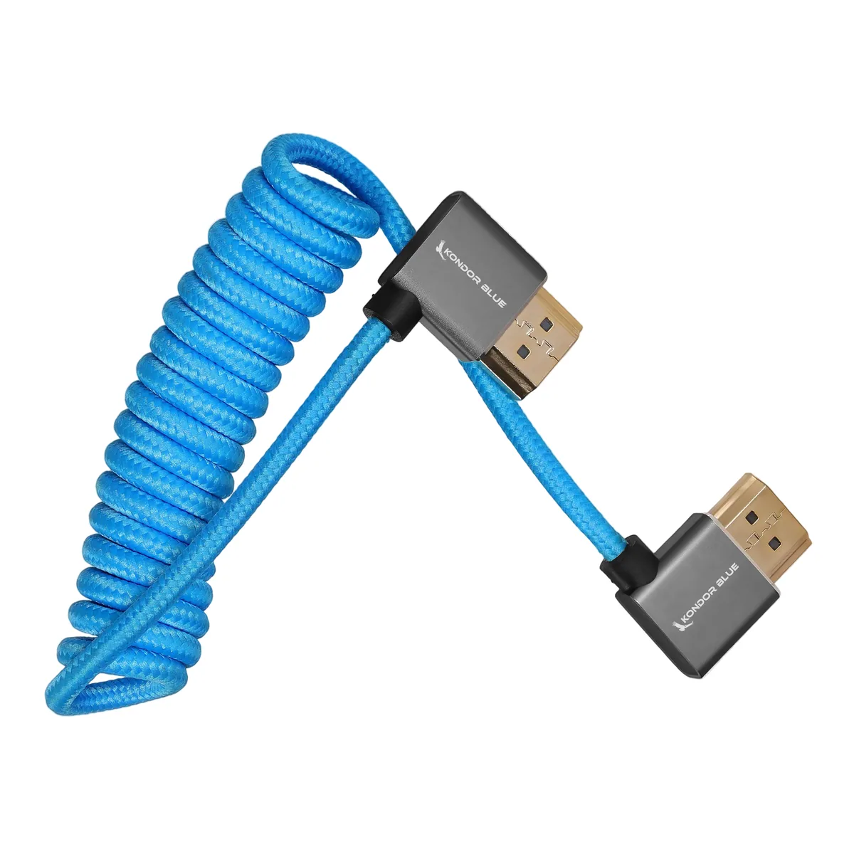 Kondor Blue Coiled Right-Angle High-Speed HDMI Cable (Cardinal Red, 30 to 60cm)