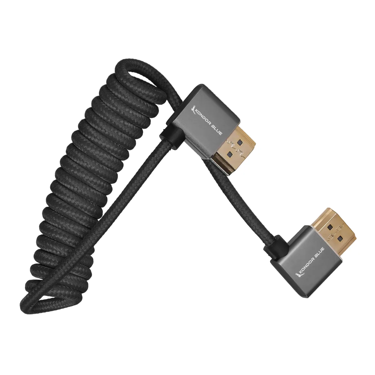 Kondor Blue Coiled Right-Angle High-Speed HDMI Cable (Cardinal Red, 30 to 60cm)
