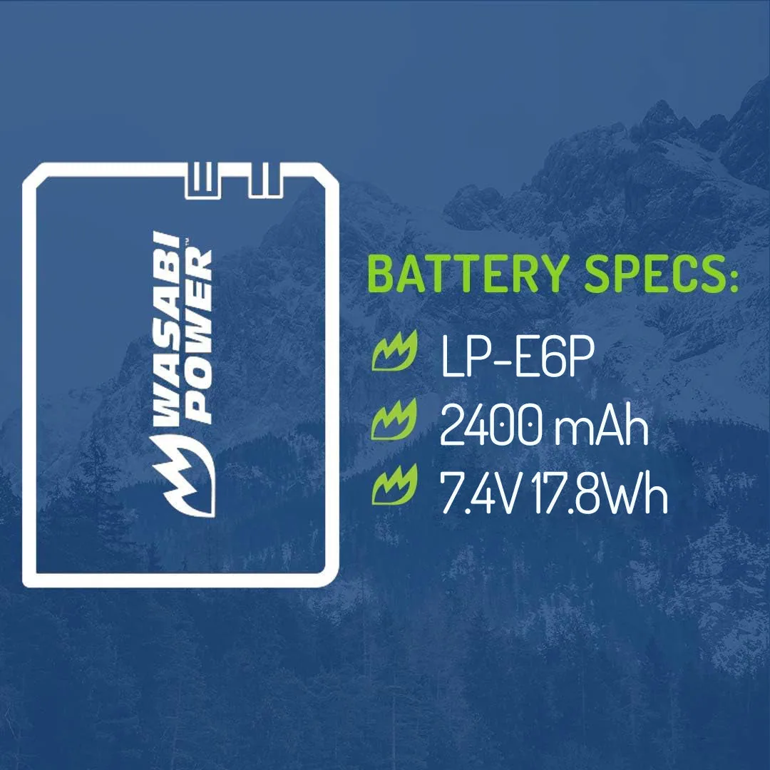 Wasabi Power Canon LP-E6P Battery and Dual Charger (2-Pack)