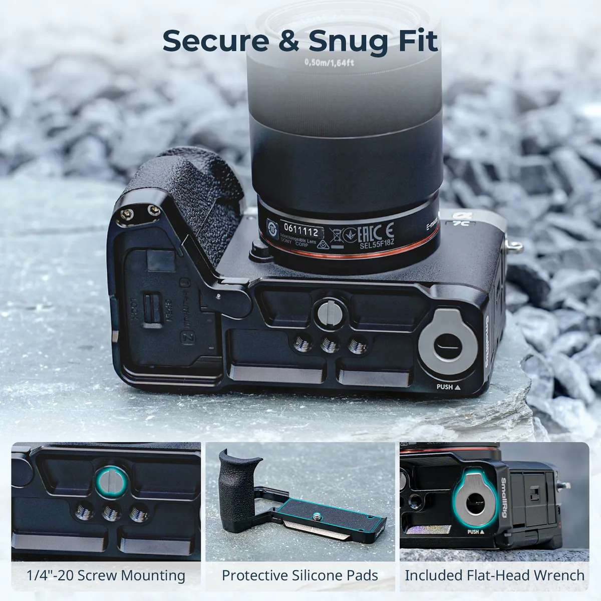 SmallRig 4797B L-Shape Mount Plate with Silicone Handle for Sony Alpha 7C II / Alpha 7CR