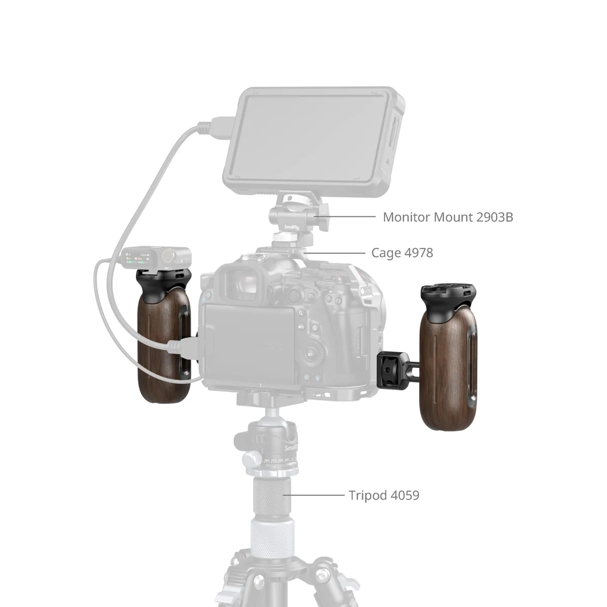 SmallRig 5238 Wooden Side Handle with 1/4″-20 & 3/8”-16 ARRI Locating Screws