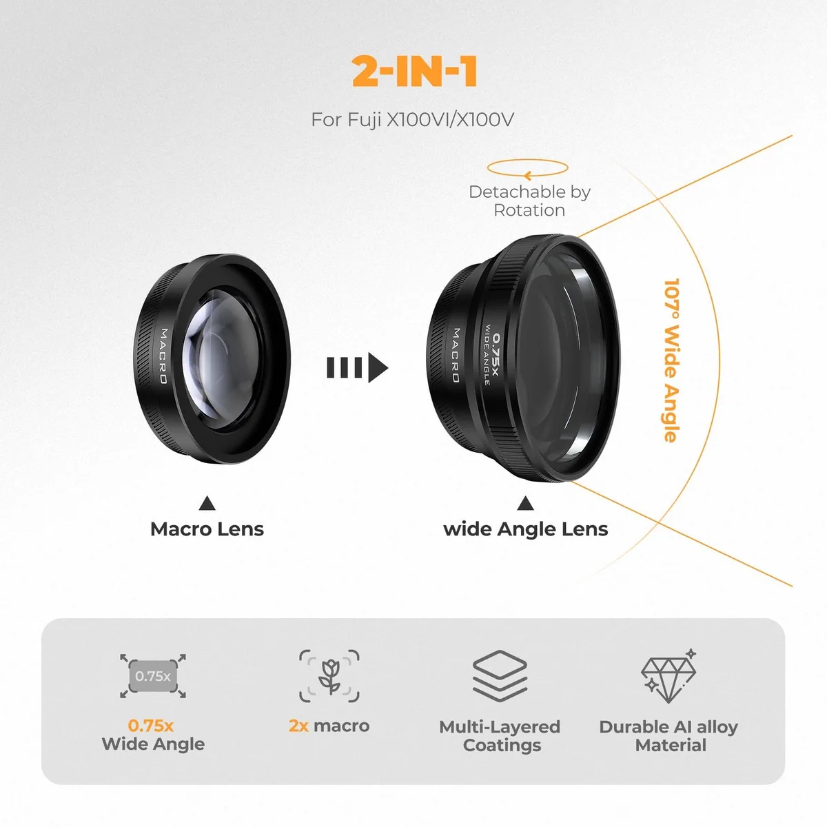 Freewell Pro Lens Kit for FUJIFILM X100V/VI Cameras (Black)