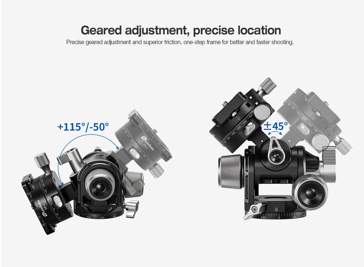 Leofoto G4 Pro 60mm 3-Axis Geared Head with GR-2 Geared Panning Clamp