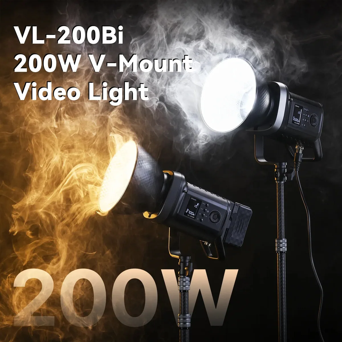 Ulanzi VL-200Bi 200W V-Mount Video Light with Power Supply
