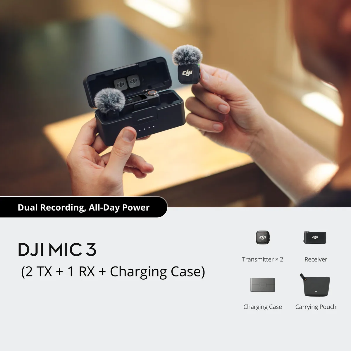 DJI Mic 3 Wireless Microphone (2 TX + 1 RX + Charging Case)