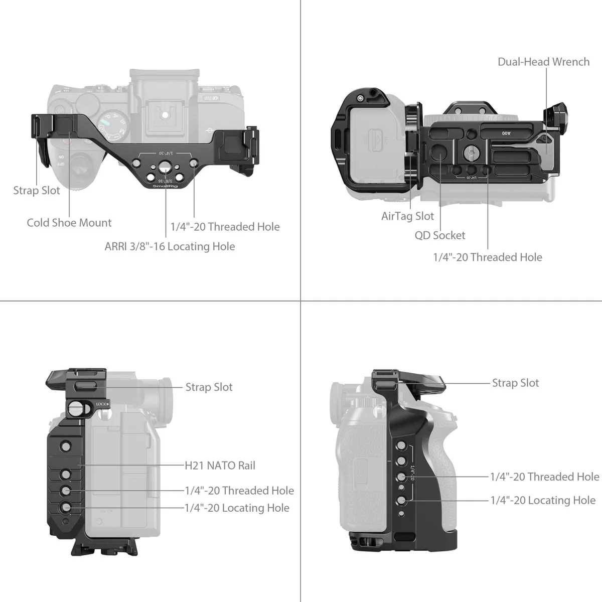 SmallRig 5583 Cage with Airtag Slot for Sony Alpha 7R V / 7 IV / 7S III / 1 / 7R IV