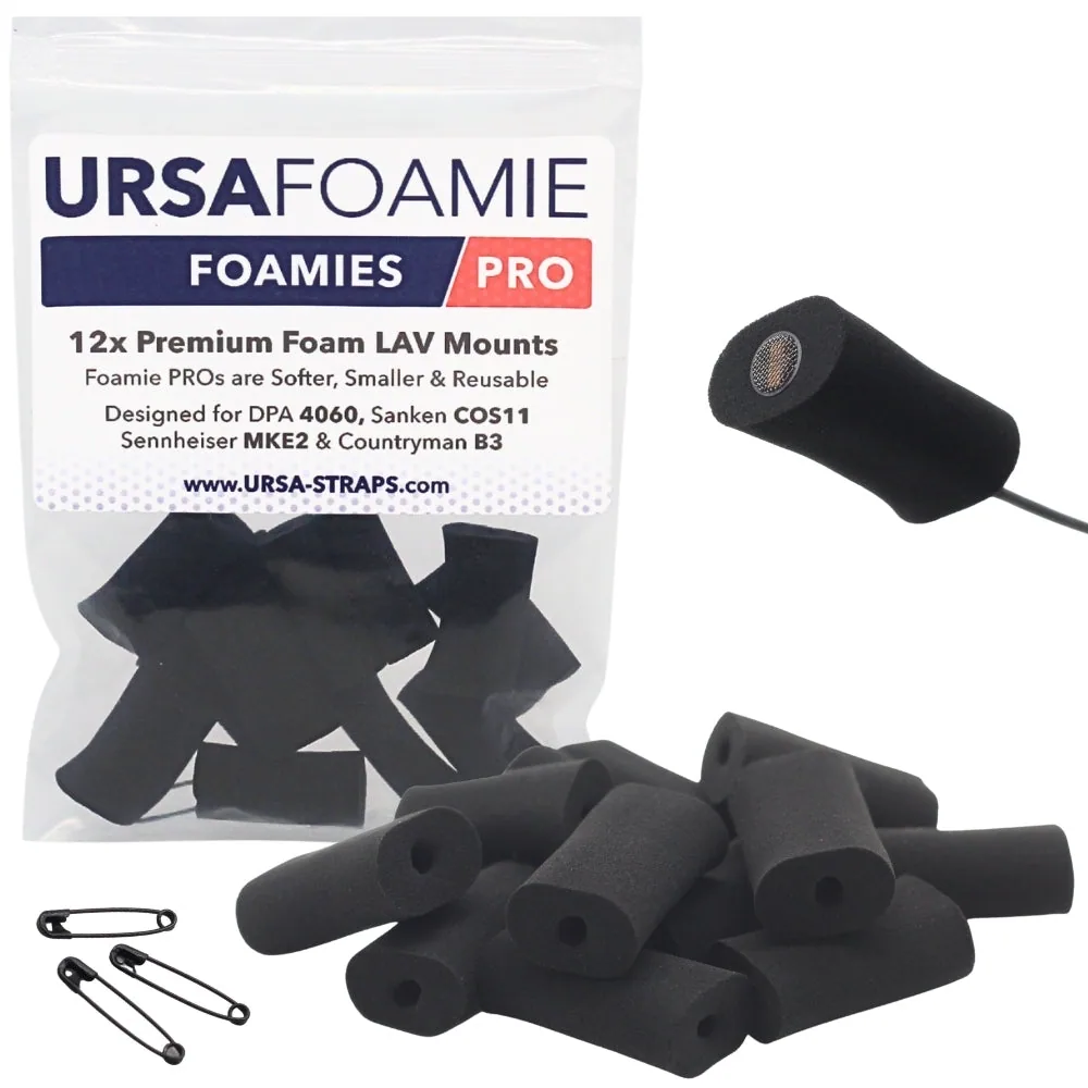 Ursa Foamie Pro for Lavalier Microphones (12 Pack, Black)