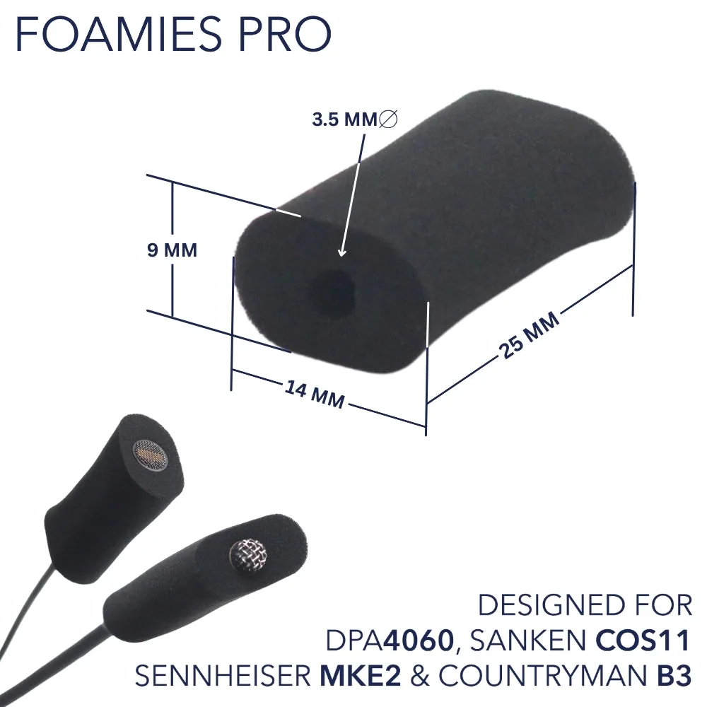 Ursa Foamie Pro for Lavalier Microphones (12 Pack, Black)