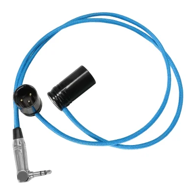 Kondor Blue Dual Low-Profile Right-Angle XLR Male to 3.5mm TRS Cable (16″)