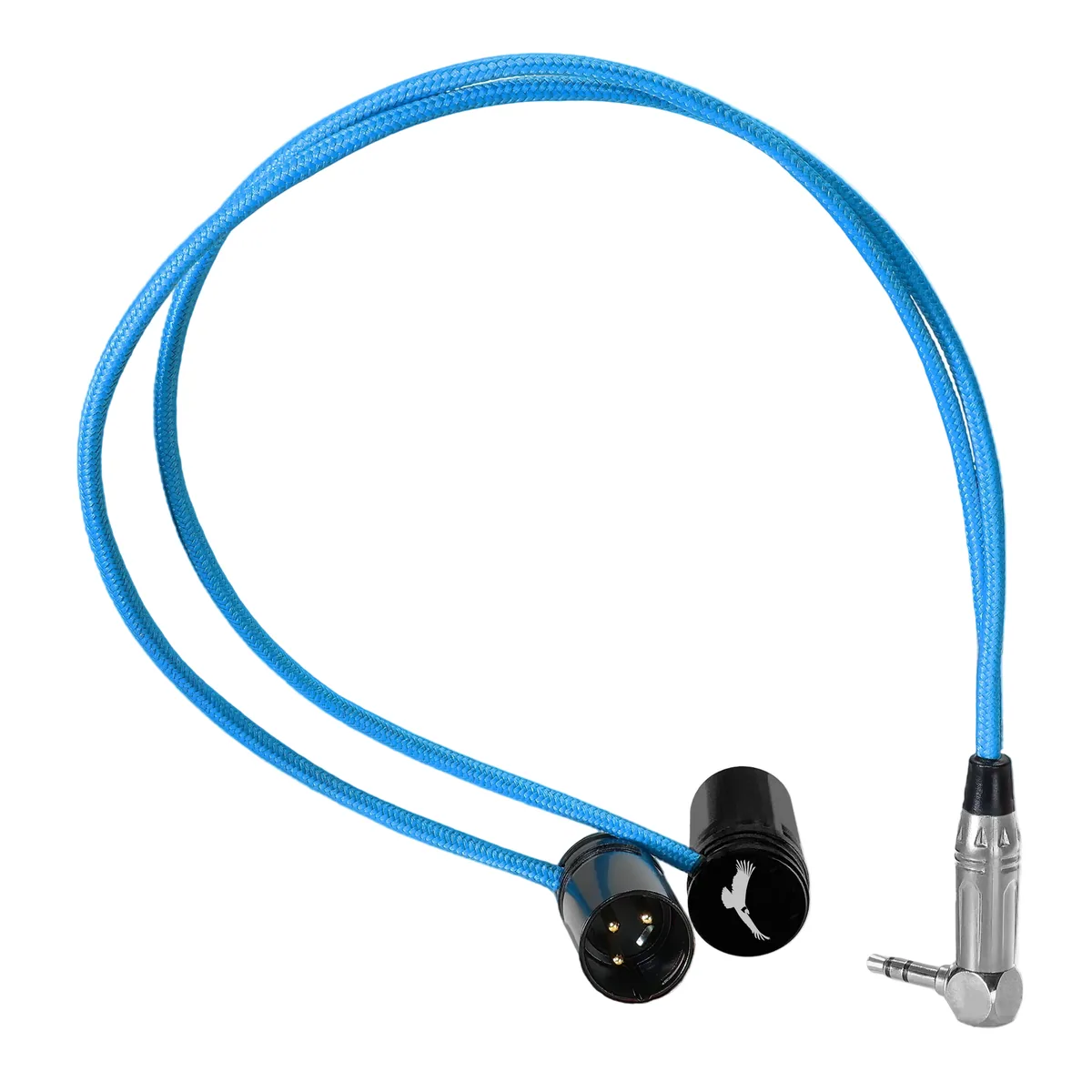 Kondor Blue Dual Low-Profile Right-Angle XLR Male to 3.5mm TRS Cable (16″)
