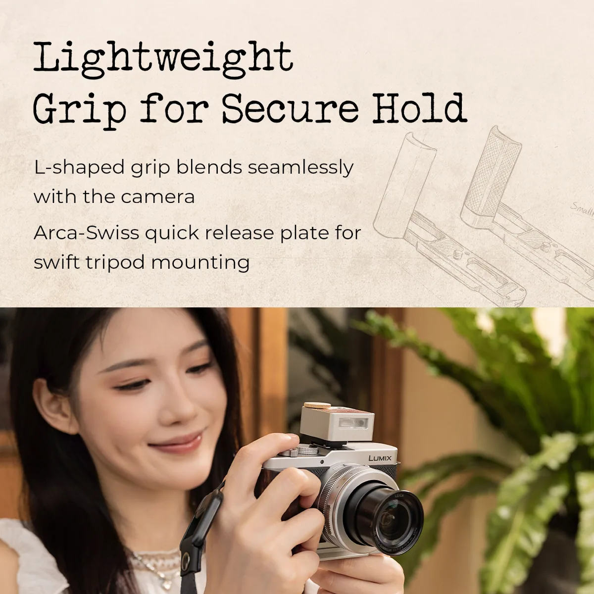 SmallRig 5700 L-Shaped Mount Plate Handle for Panasonic LUMIX L10 (Black)
