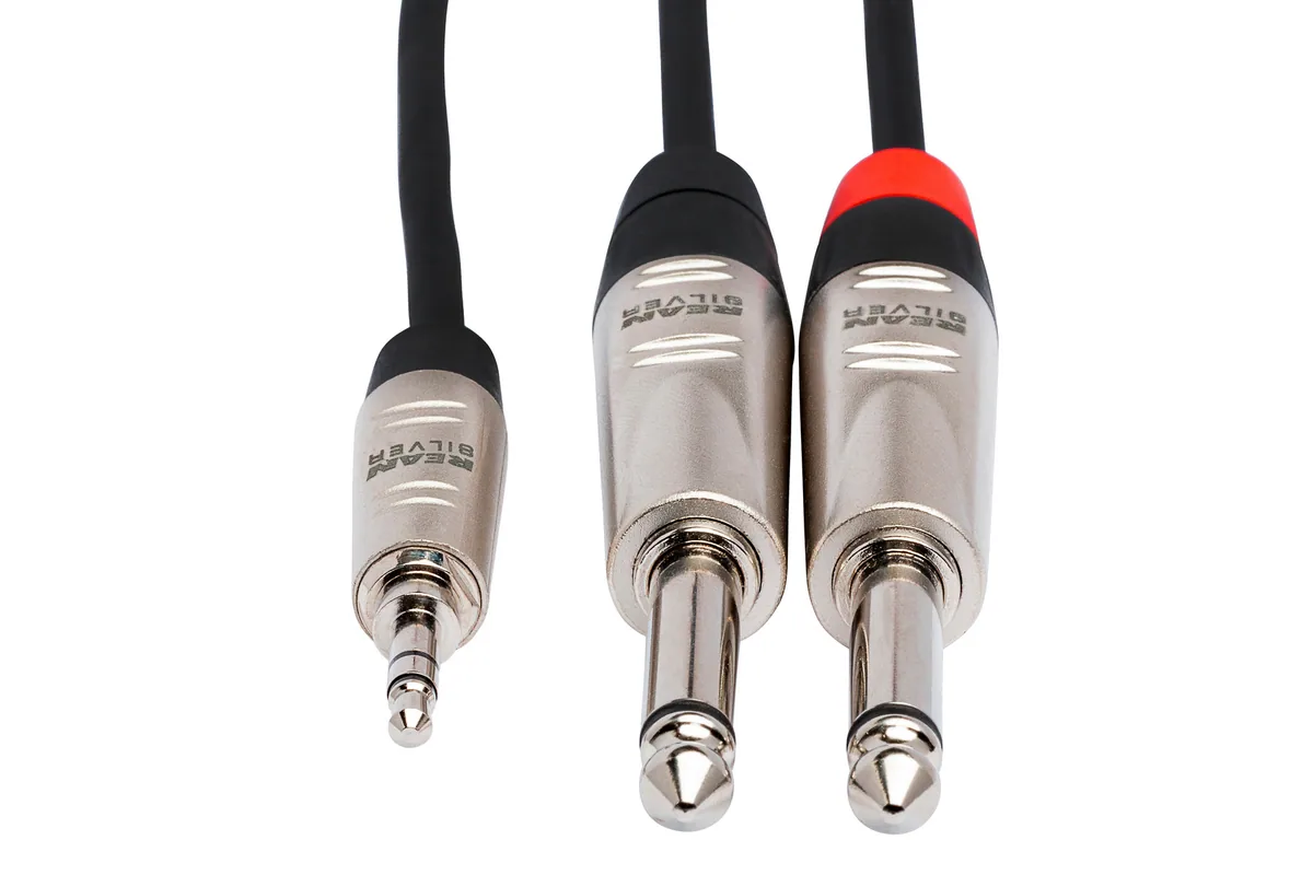 Hosa HMP-003Y REAN 3.5mm TRS to Dual 1/4″ TS Pro Stereo Breakout Cable – 3′