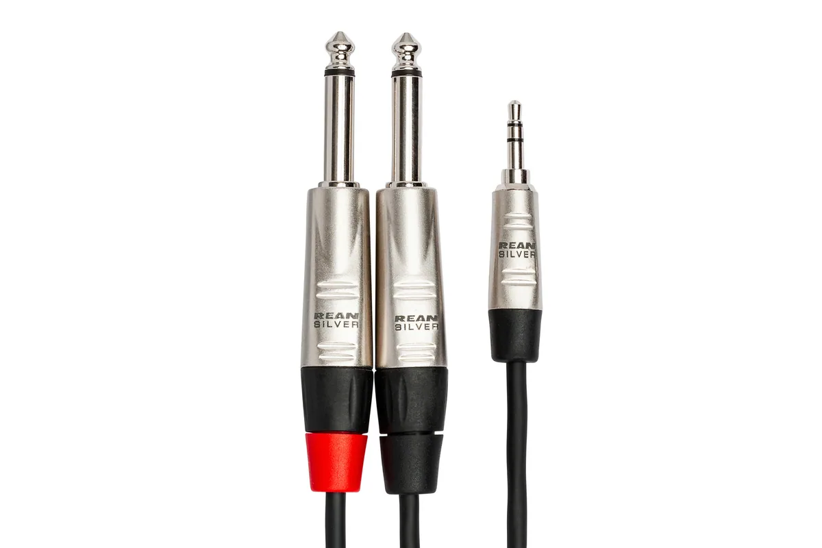 Hosa HMP-006Y REAN 3.5mm TRS to Dual 1/4″ TS Pro Stereo Breakout Cable – 6′