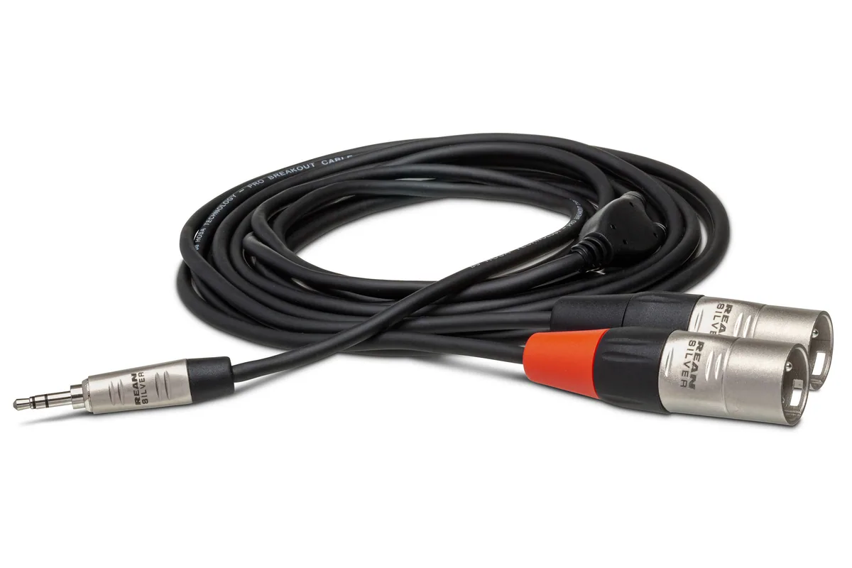 Hosa HMX-003Y 3.5″ Stereo Mini to Dual 3-Pin XLR Male Breakout Cable (3′)