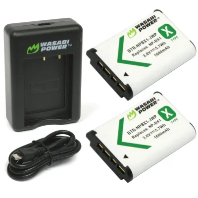 Wasabi Power Battery and Dual USB Charger for Sony NP-BX1 (2-Pack)