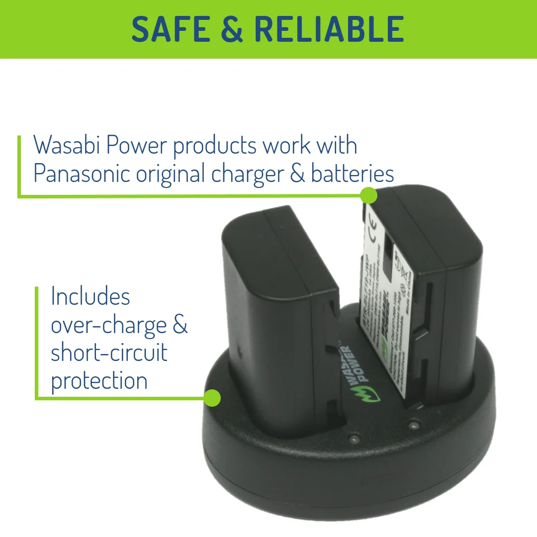 Wasabi Power Battery and Dual USB Charger for Panasonic DMW-BLF19 (2-Pack)