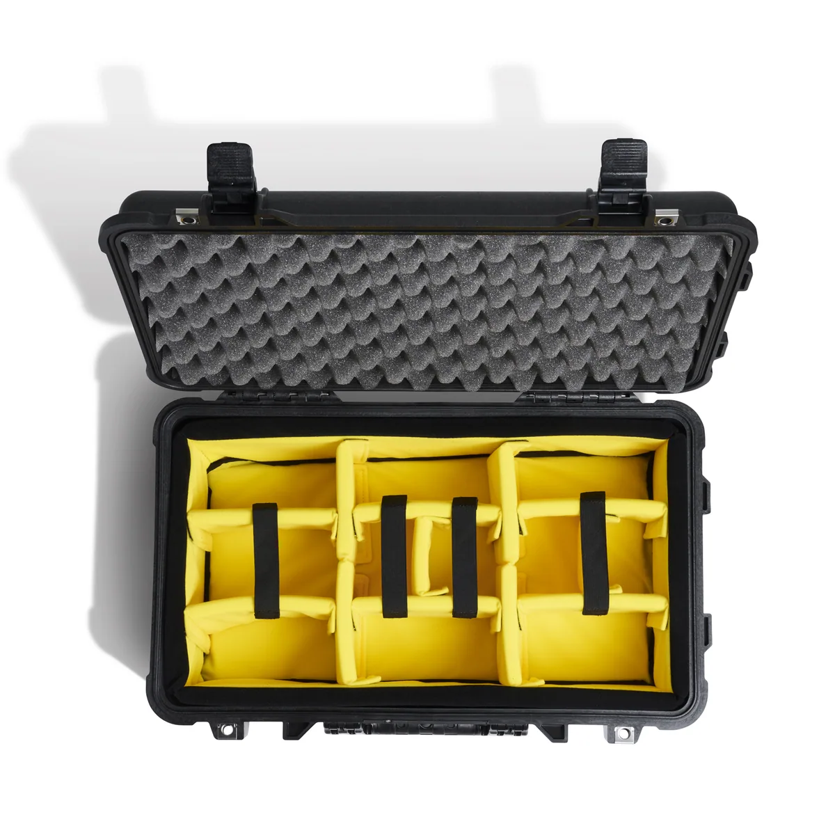 Pelican 1510 Carry On Case with Yellow and Black Divider Set (Black)