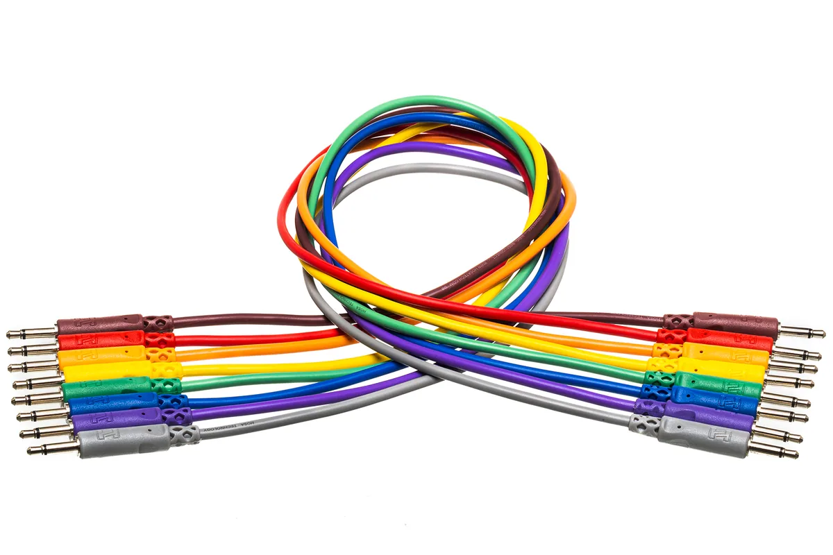 Hosa Set of 8 Unbalanced Patch Cables 3.5mm TS (45cm)