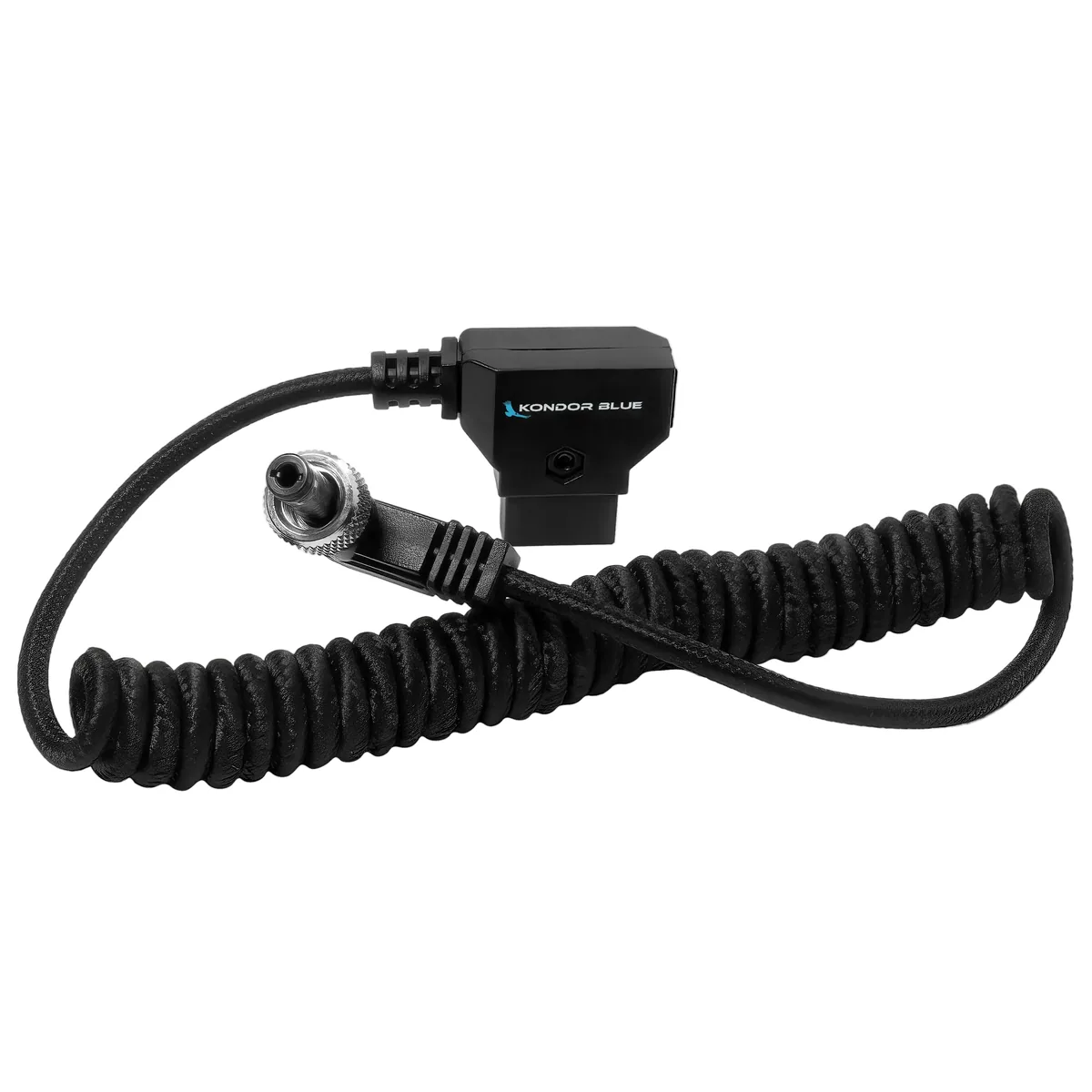 Kondor Blue Coiled D-Tap to Locking DC 2.5mm Right-Angle Cable (0.4 to 1.2m)
