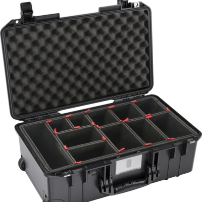 Pelican 1535Air Wheeled Carry-On Hard Case with TrekPak Divider Insert (Black, 27L)