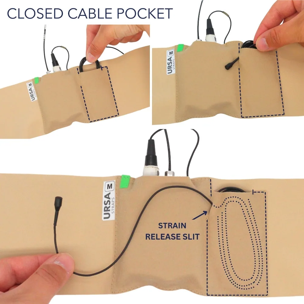 Ursa Waist Strap with Small Pouch for Wireless Transmitters (Medium, Beige)