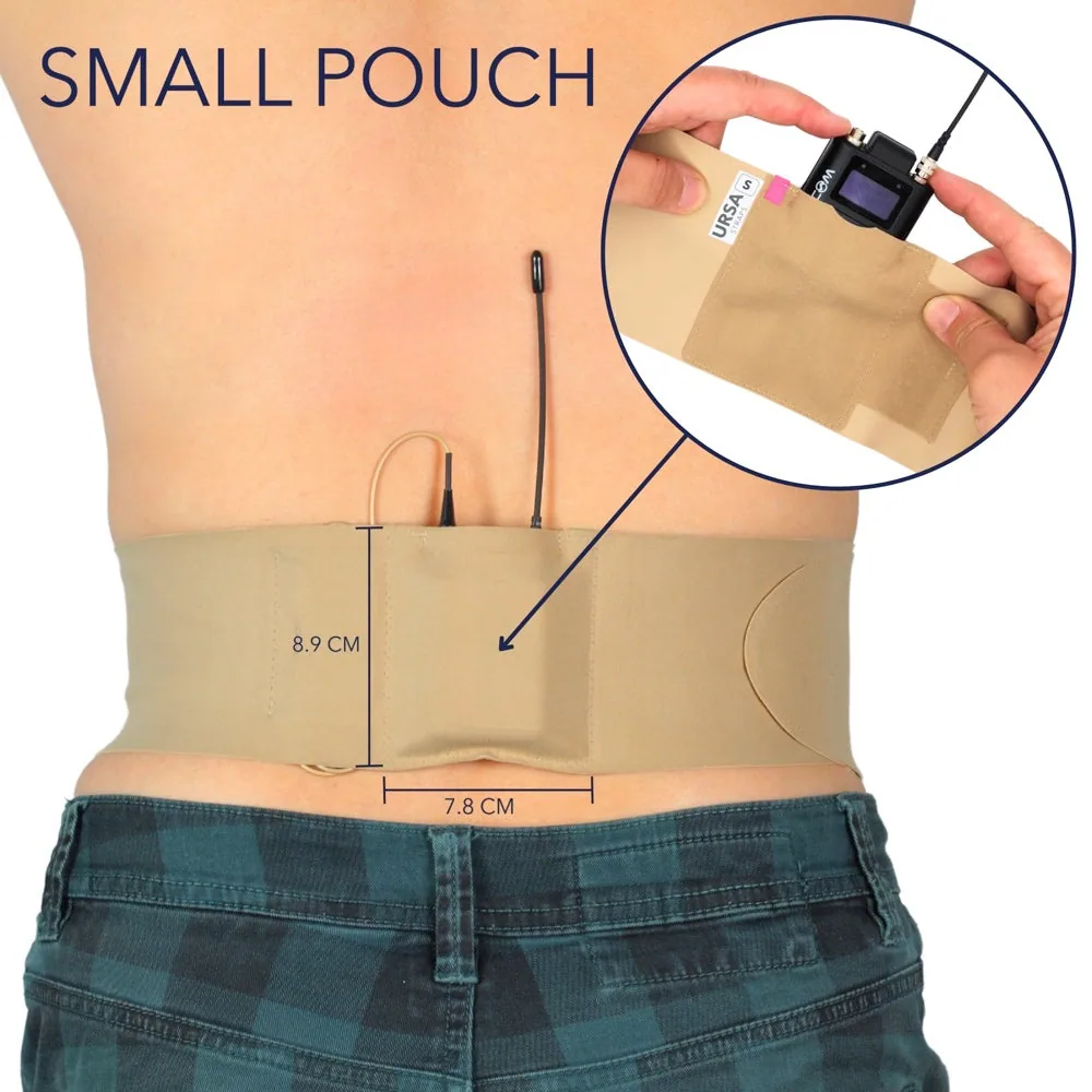 Ursa Waist Strap with Small Pouch for Wireless Transmitters (Medium, Beige)