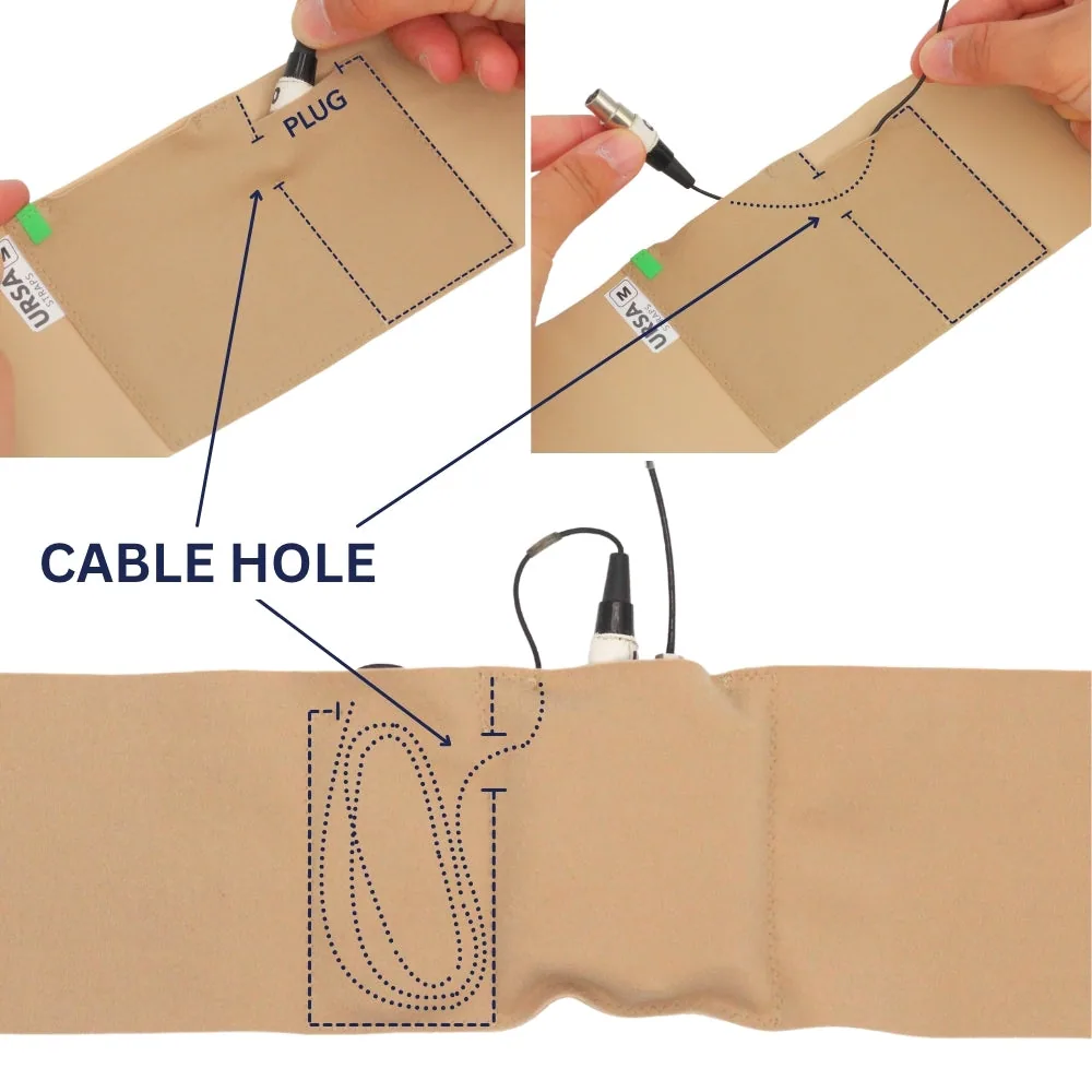 Ursa Waist Strap with Small Pouch for Wireless Transmitters (Medium, Beige)