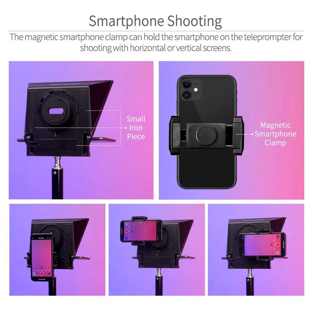 FeelWorld TP2A Portable Teleprompter for Smartphone/Tablet (DSLR/Smartphone Video Version)
