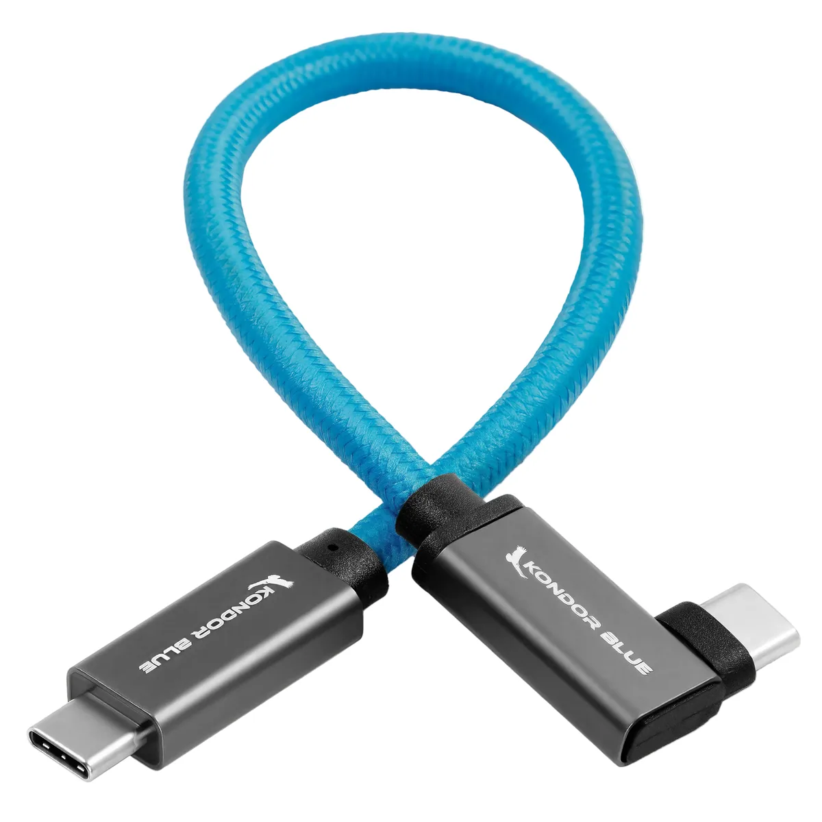 Kondor Blue USB C to USB C High Speed Cable for SSD Recording (Right Angle, 21.5cm)