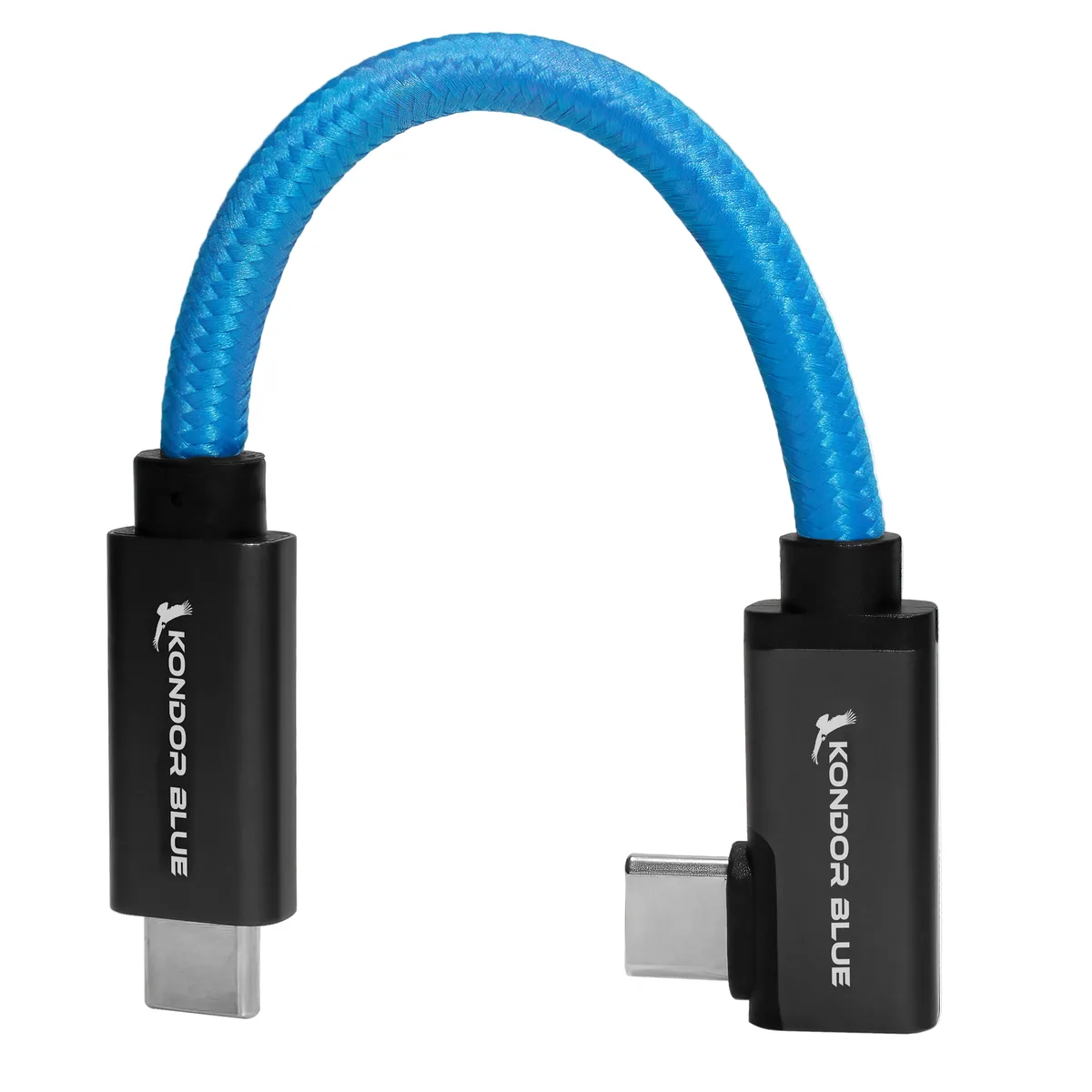 Kondor Blue USB C to USB C High Speed Cable for SSD Recording (Right Angle, 21.5cm)