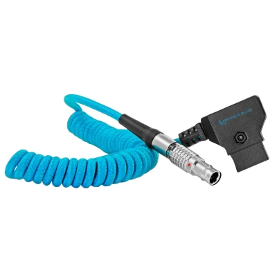 Kondor Blue Coiled D-Tap to LEMO 2 Pin 0B Male Power Cable for Zcam / Teradek