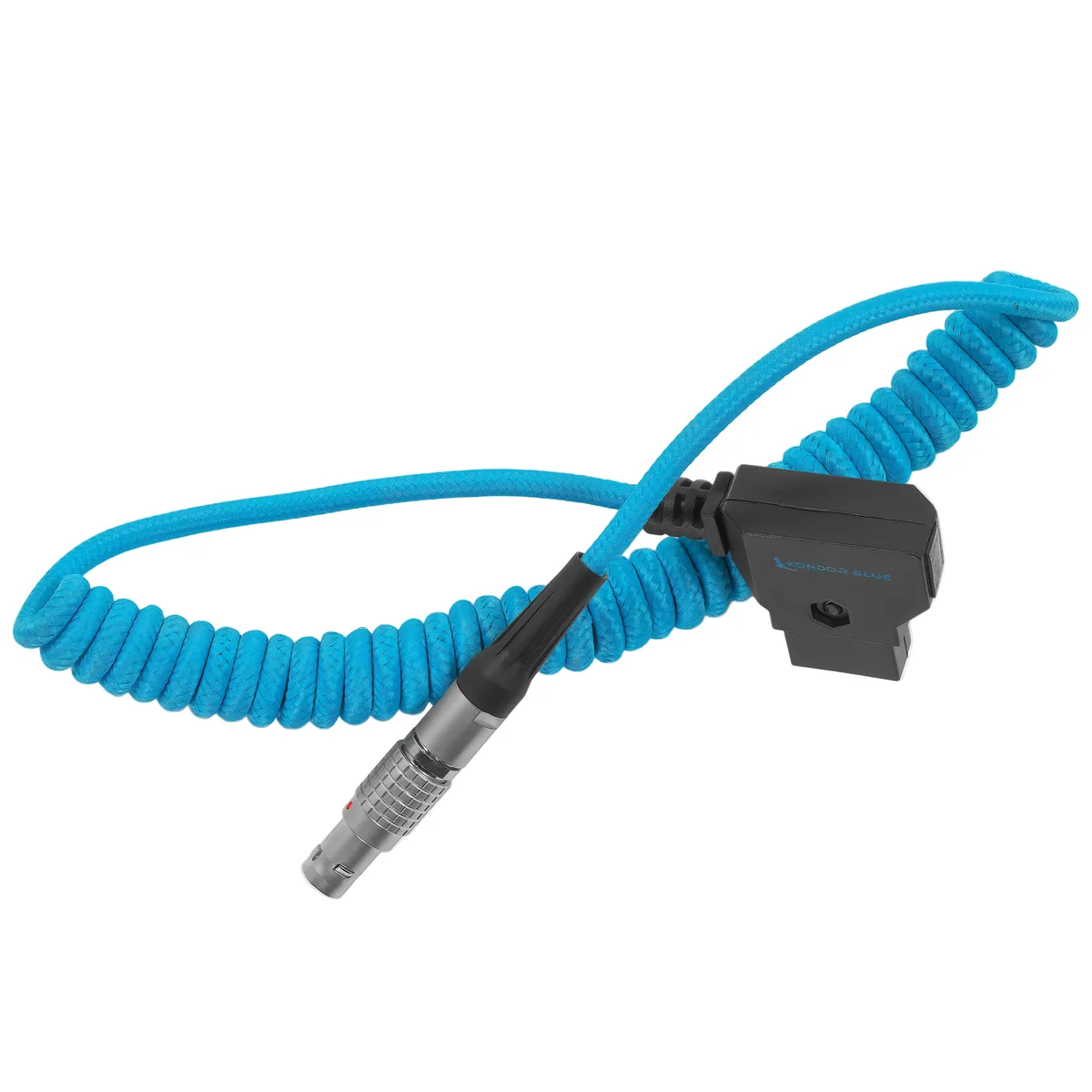 Kondor Blue Coiled D-Tap to LEMO 2 Pin 0B Male Power Cable for Zcam / Teradek