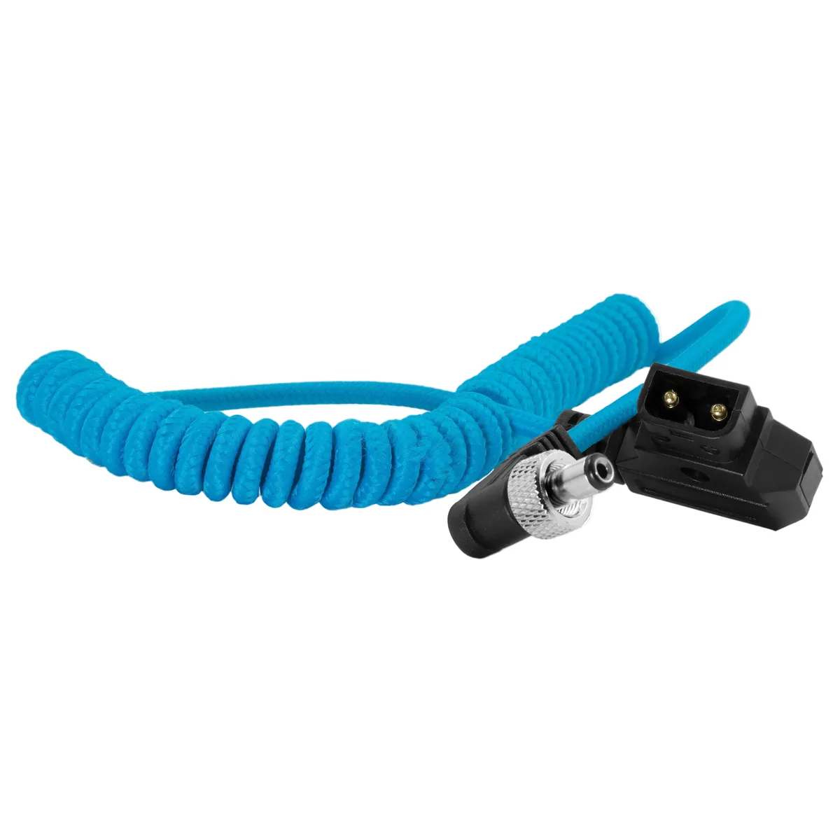 Kondor Blue Coiled D-Tap to Locking DC 2.1mm Right Angle Cable