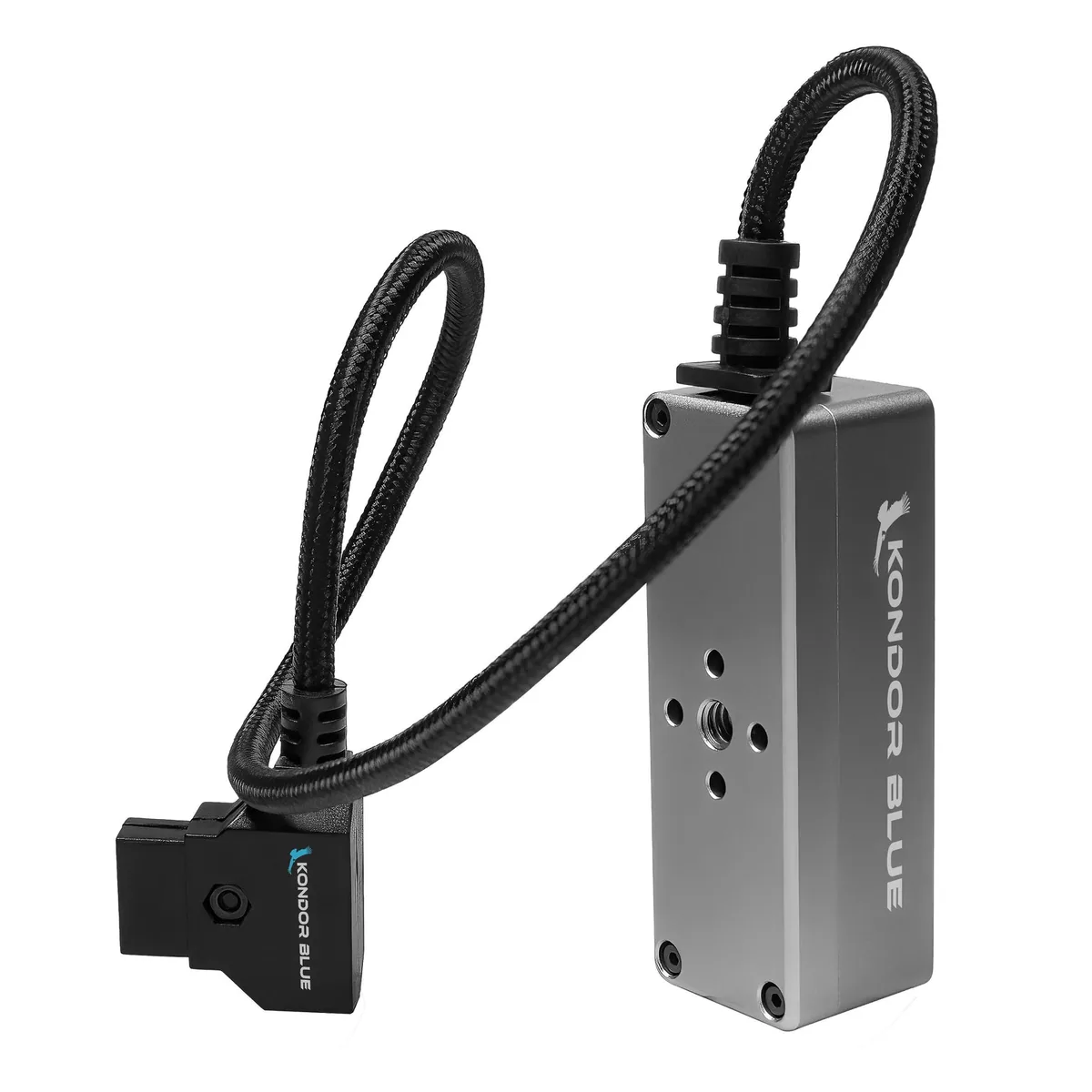 Kondor Blue Male D-Tap to 4-Port Female D-Tap Splitter Hub with Voltmeter (40cm)