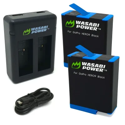 Wasabi Power GoPro Hero 9/10/11/12 Black Battery (2-Pack) and Dual Charger